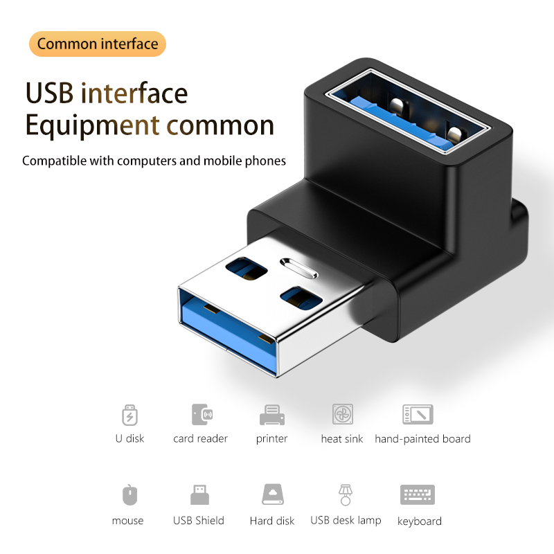 NNBILI 3A Typ C Kolanko USB 3.1 Adapter kabla do ładowania danych Konwerter dla Androida Adapter OTG 90/180 stopni Szybkie ładowanie 10 Gb/s