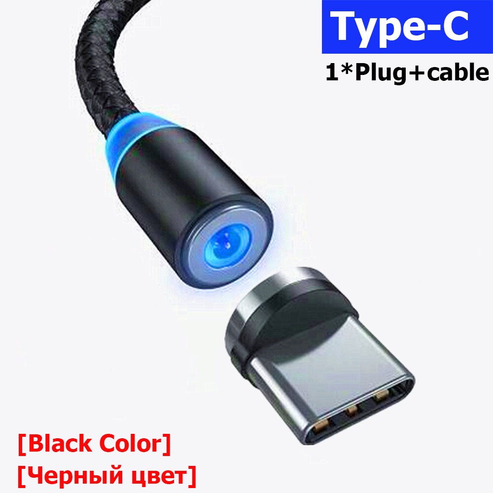 Ricarica veloce 2.4A Magnetico Cavo 2M Micro Cavo USB Mobile di Potere del Caricatore Magnetico Filo Per IOS Tipo C Android magneti Adattatore: Black For Type-C