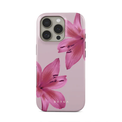 Rosa stort blomster-burga-telefondeksel til iphone 16 15 14 13 12 11 x xr xsmax 7 8 pro max Plus luksuriøst dobbeltlags bakdeksel: Plast