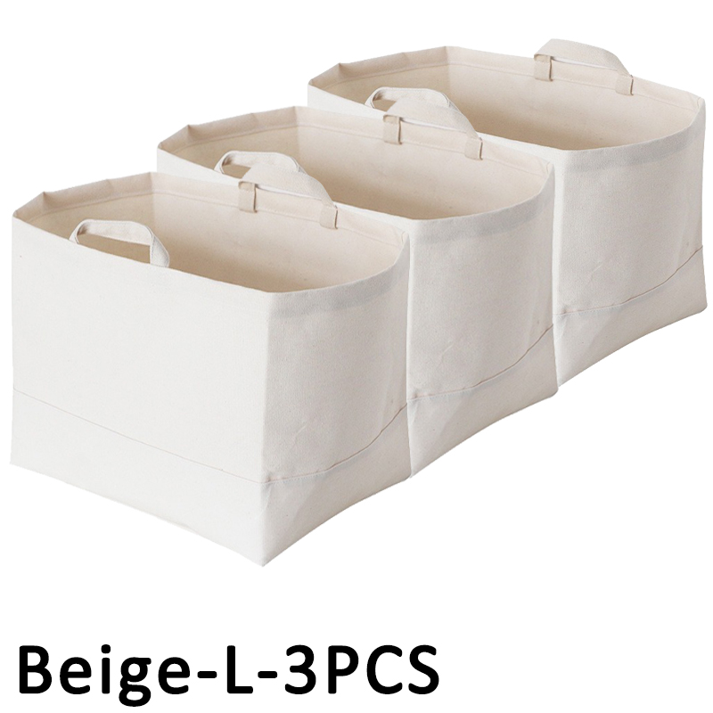 1/3/5PCS Foldable Sundry Storage Basket Canvas Clothes Storage Basket Large Portable Toy Storage Basket White Handheld Organizer: PURPLE