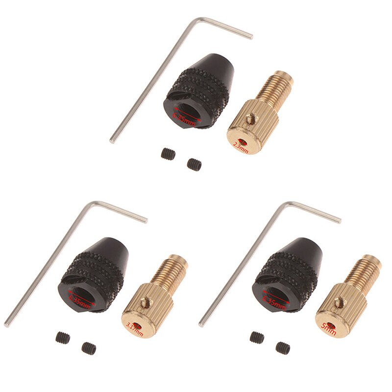 Elmotoraxel mini borrchuck fixtur 0.5-3.2 mm borr micro borr chuck sexkant borr chuck 2.3mm/3.17mm/ 5mm