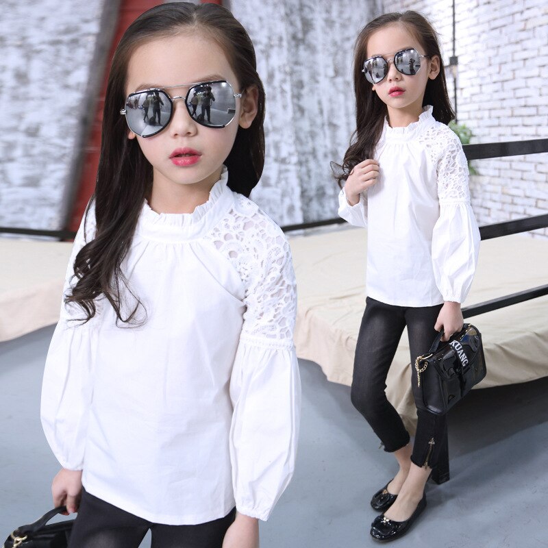Girls Teenager White Blouses Arrivals Girls Shirts School Uniform Blouses Spring Shirt 4 5 6 7 8 9 10 11 12 13 14 Year
