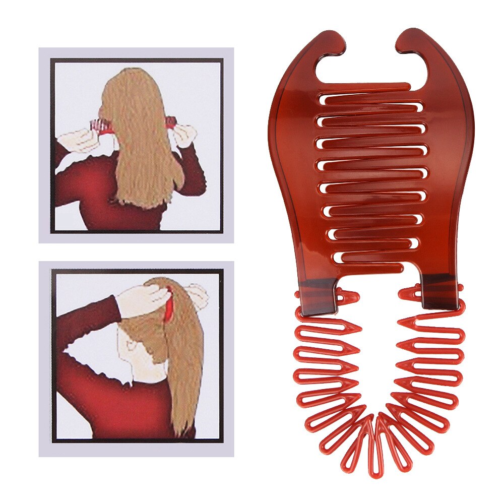 Peine de pelo lateral entrelazado para mujer, Herramienta de sujeción flexible, para Coleta, estilismo de pelo, 1 unidad