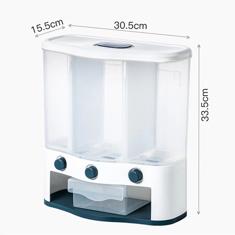 6L Wall Mounted Rice Bucket Food Grains Classified Storage Box Sealed Moisture Proof Tanks Kitchen Cereal Dispenser Container