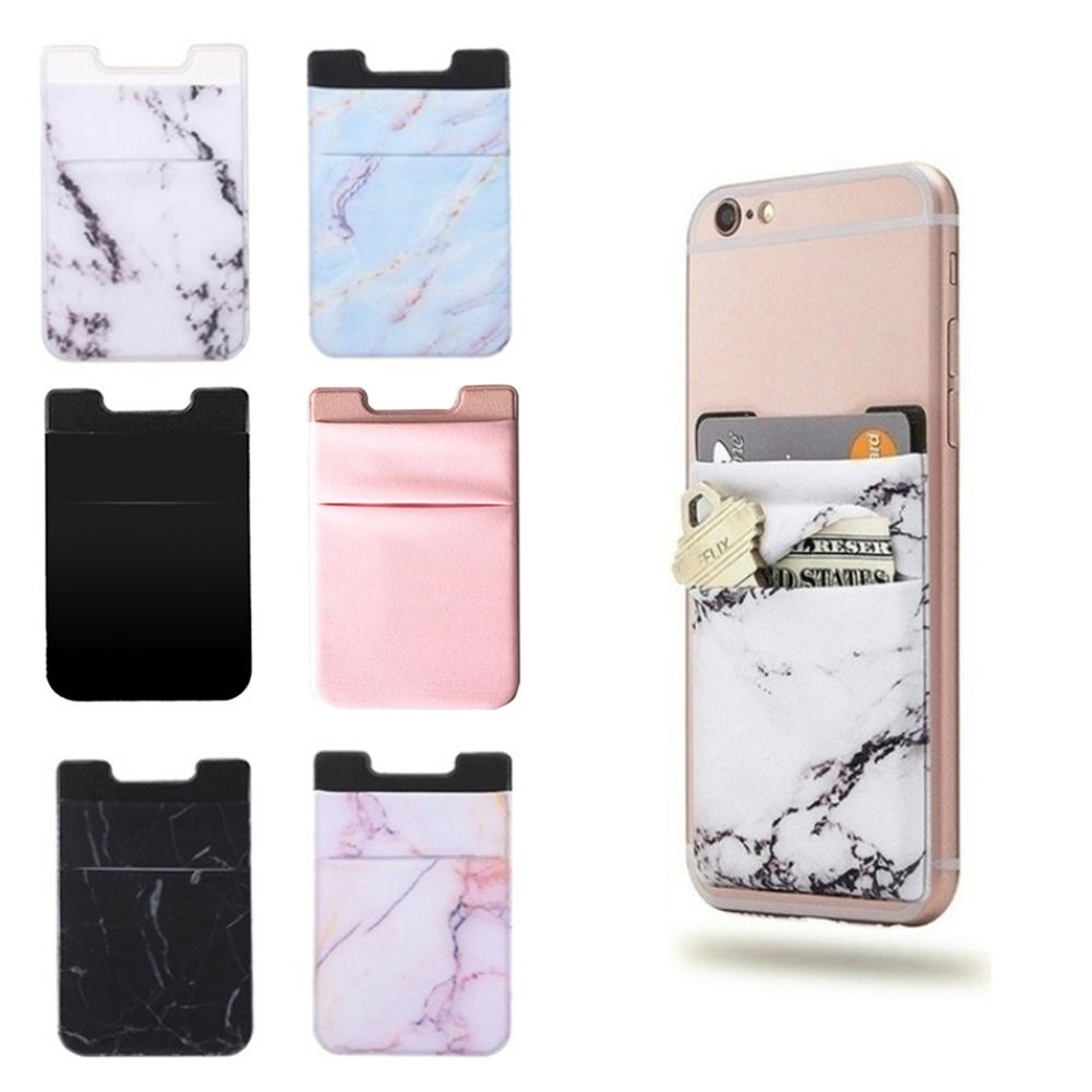 Marmer Zelfklevende Mobiele Telefoon Back Credit Id Kaarthouder Case Pocket Cover