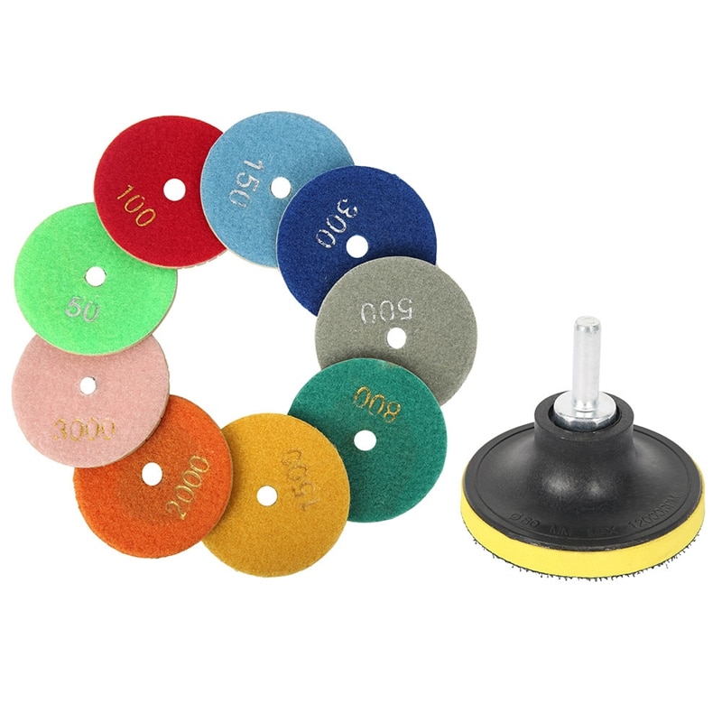 11Pcs 3 Inch 80Mm Diamant Polijsten Kit Nat/Droog Voor Graniet Stone Beton Marmer Polijsten Gebruik slijpschijven Set