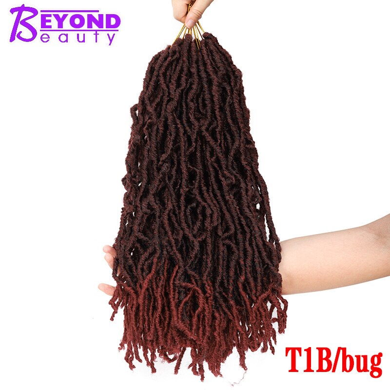 Faux Loks Häkeln Haar nu Loks Haar 18 Zoll 20 Wurzeln/Packungen Synthetische Häkeln Haar Ombre Flechten Haar Verlängerung: T1B/Burgund / 10 Teile/los