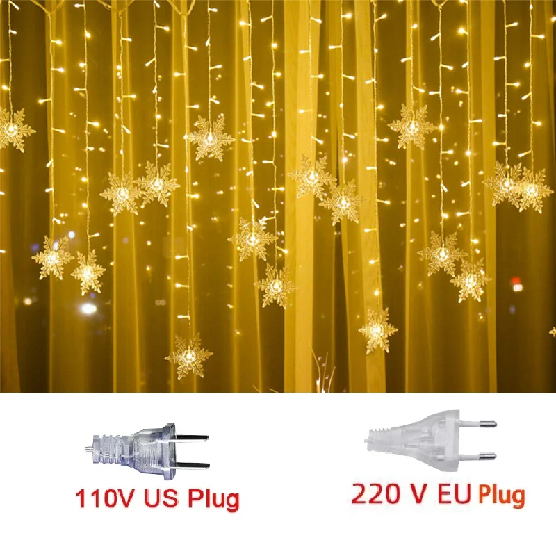 Inomhus och utomhus jul snöflinga led ljusslingor fairy lights gardinljus festong fest år dekoration: Blå / 6-10w