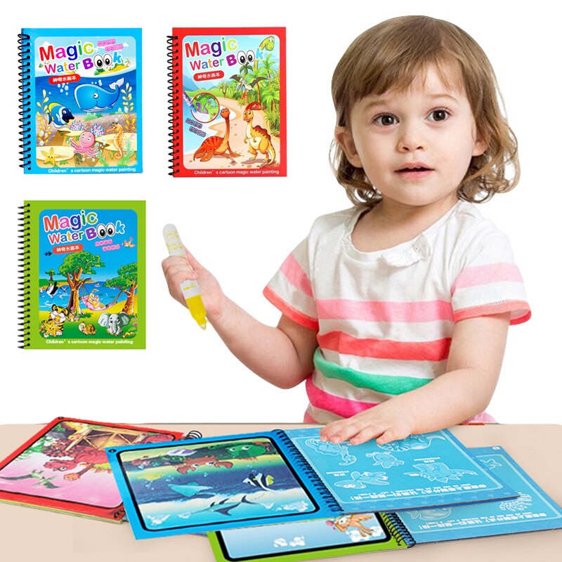 Animal Zoo Princess Magic Water Drawing Book Colorling Mermaid Cartoon Doodle Magic Pen Drawing Board Toys Kids Children