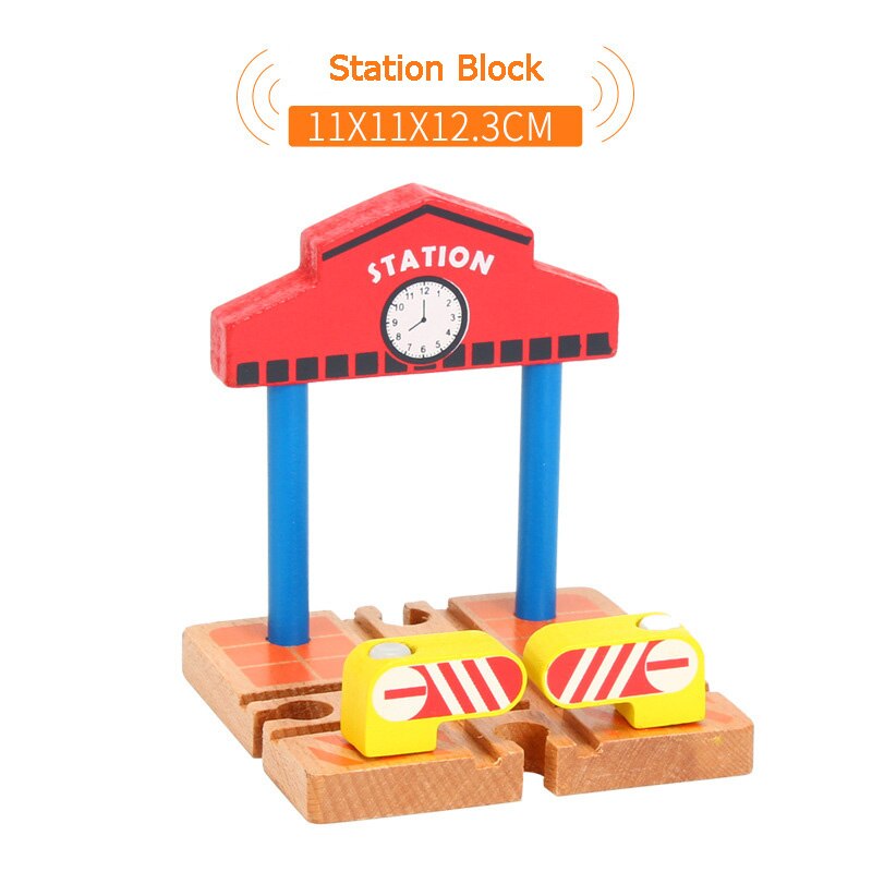 Wooden Train Tracks Scene Accessories Wooden Double Platform Gas Station Airplane Airport Educational DIY Toys For Children: No.1