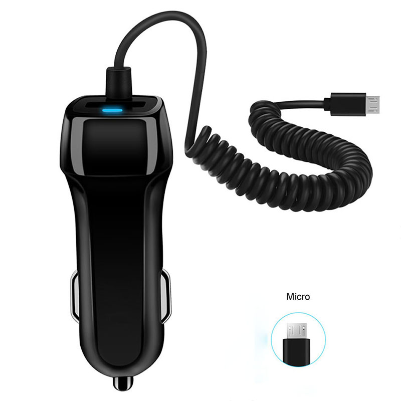 Car Charger With USB Cable For Samsung S20 S21 Plus Xiaomi Micro USB Type C for Huawei P40 Samsung Fast Car Phone Charger Kabel: With Micro Cable