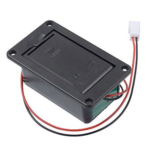 Aktiv basgitarr pickup 9v batteriboxar/hållare/fodral/facklock med metallkontakter fjäder och 2- stiftskontakt med kabel