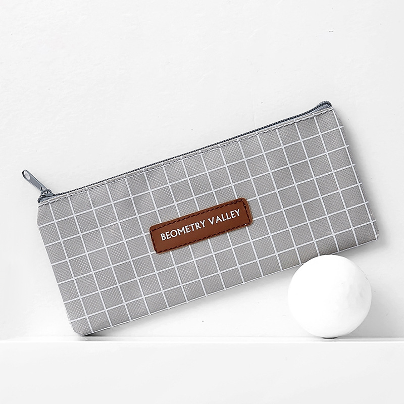 Estuche Kawaii de lona con rejilla de puntos para lápices, bonita caja de lápices con cremallera, bolsa de lápices de gran capacidad para niñas, papelería coreana, suministros escolares: 1