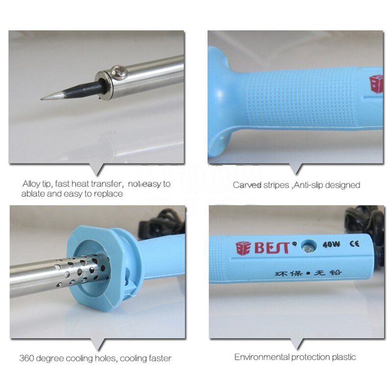BEST-802 Lead Free Welding Electricity Soldering Iron 30W 40W 60W Matte- Nozzle Solder Soldering Iron Repair Tool