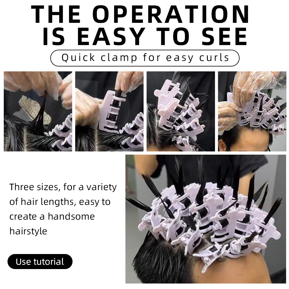 25Pcs Reusable Hair Perm Clips for Men Curl Styling Hook Loop Hair Rollers Barbershop Tools Short Hair Perming Accessory