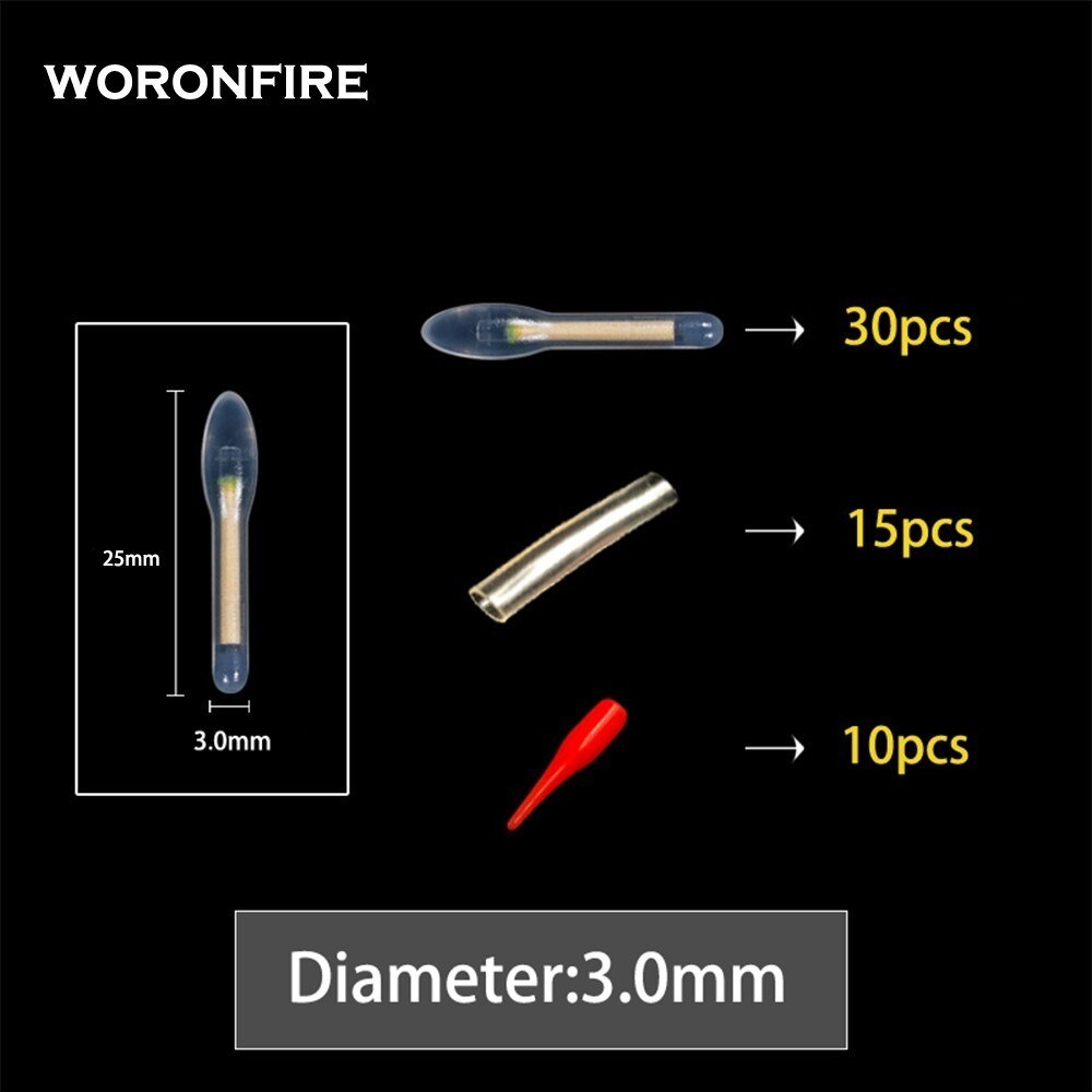 30 st /50 st 4.5*37mm fiskeflöte fluorescerande ljussticka ljus nattflöte spö ljus mörk glöd stick eldflugor för fiske: 3.0 mm 30 st