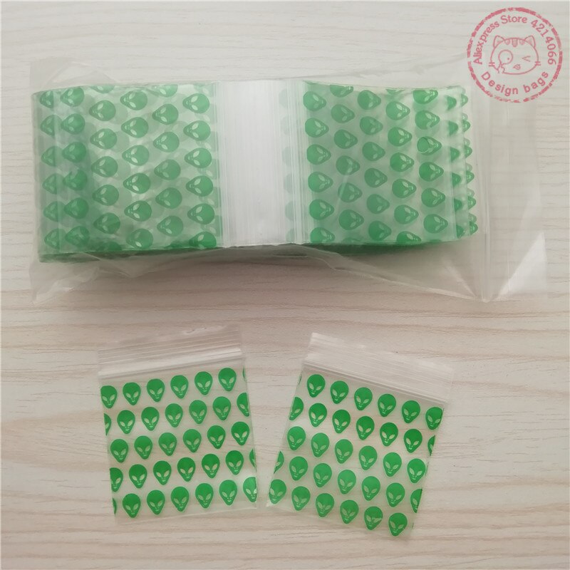 Groene alien mini zakjes ziplock zakjes 2 "  x 2 " plastic 50-100 stuks sieraden zip clips sluitzakje