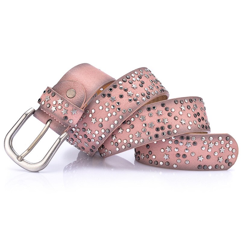 Ceintures en croûte de cuir et PU femme | Incrustation de rivets étoiles, ceinture femme ardillon taille, marques de luxe, ceinture en cuir