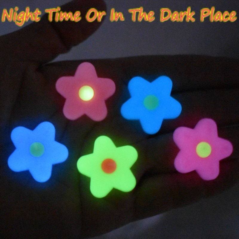 Children 10 PCS Pink/Yellow/Blue/Purple Flowers Fluorescent Shoe Accessory Night Light Bracelet Charms Cool