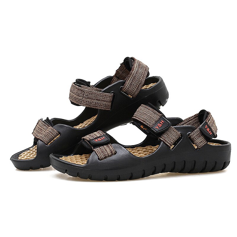 Fritid mænds sandaler canvas basic foran bagstrop sommersko lav blandede farver casual mænd strandsko: Khaki / 39