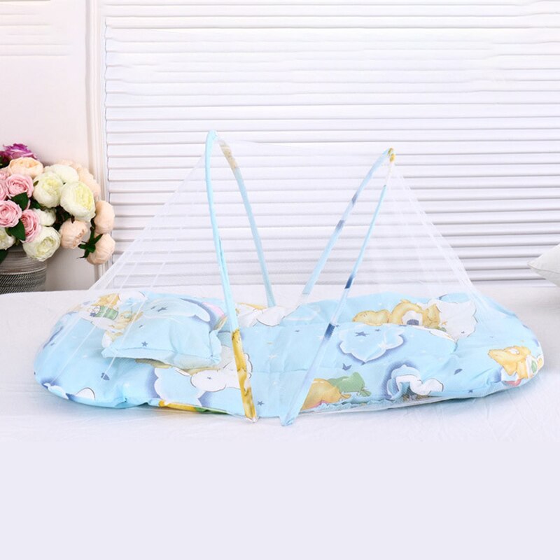 Cama plegable portátil para bebé, tienda de campaña con mosquitera y cremallera de puntos, cojín para dormir, mosquitera plegable para el cuidado del bebé
