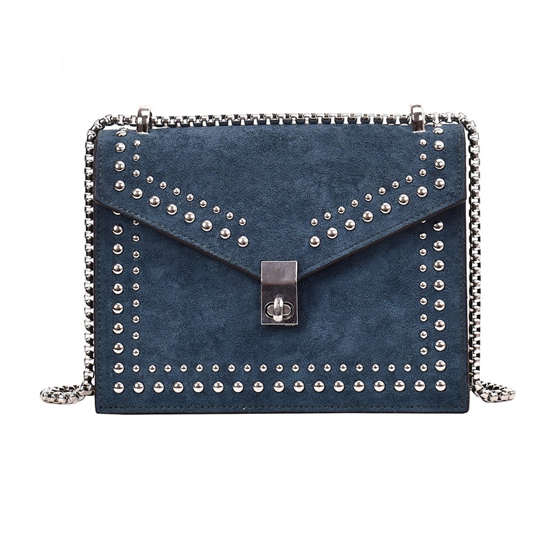 Kleine leren schoudertassen voor dames met ketting en klinknagelsluiting, crossbodytas voor dames, mini-reistassen