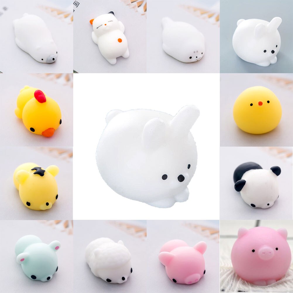 Kawaii eläin mochi squishies lelut söpö mini pehmeä squishy eläimen muoto sika tipu kissa tiikeri stressin helpotus pallot lapset aikuisten lelut: J