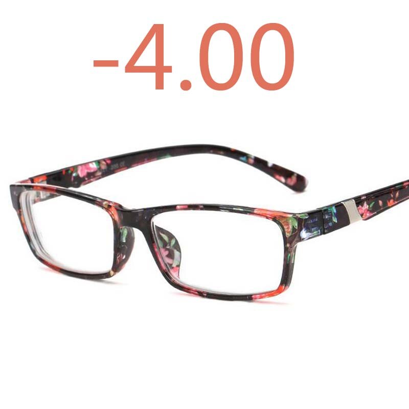 -1 -1.5 -2 -2.5 -3 -3.5 -4 -4.5 -5 -5.5 -6.0 Plastic Frame Hars Lens Afgewerkt Bijziendheid Bril Mannen Vrouwen Kortzichtig Brillen: Flower myopia -400