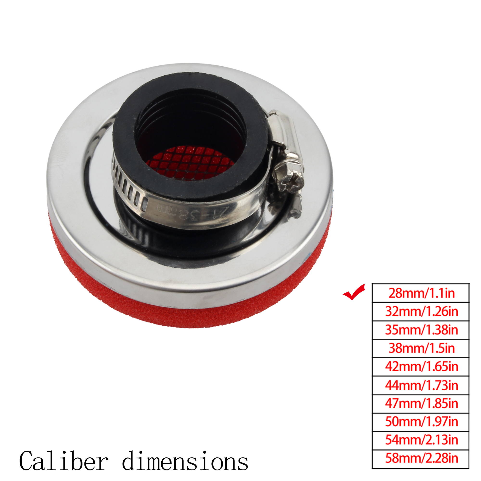 Moto Filtro aria Pulitore Filtro aria 2 tempi Motore sporco fossa bicicletta scooter 28/32/35/38/42/45/50/54/58 MILLIMETRI Parti di Moto: Arancione