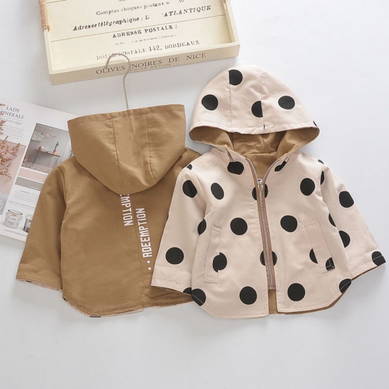 Toddler Newborn Baby Autumn Girls Cute Dot Print Comfort Slim Cotton Jacket Warm Coat Button Hooded Tops 0-4 T: M