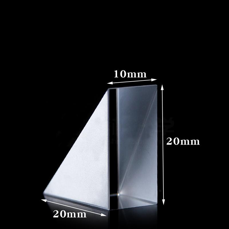 20x20x10mm Optical Glass Triangular K9 Prism Lens With Reflecting Film Light Spectrum Physics Optics