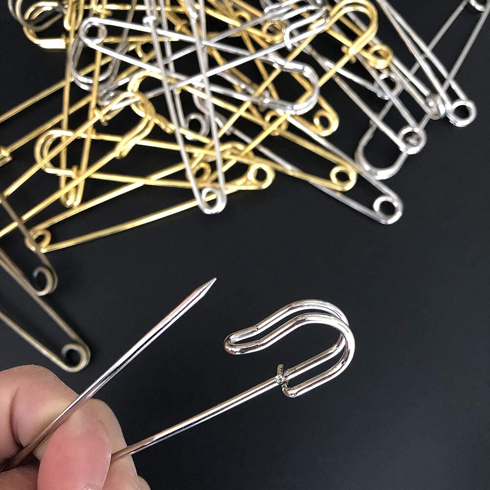 Alfileres de seguridad de 50mm, agujas de acero inoxidable, alfileres de costura grandes, broche para joyería, accesorios de costura, 4/20 Uds.