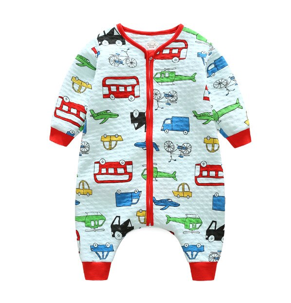 Baby pyjama slaapzak warm romper kids pyjama anti-Kicking Deken baby meisje dwarsliggers kid sleep een stuk pyjama voor kids: Vehicle / Height 90-100cm