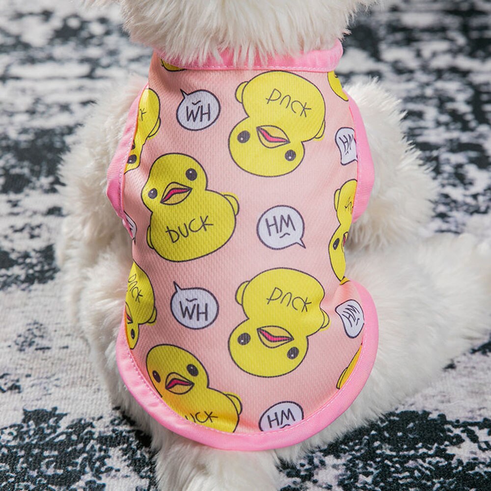 Camisetas con estampado de pato amarillo para perro, ropa para mascotas, camiseta fresca para cachorros, traje transpirable para perros, sudadera suave para gatos