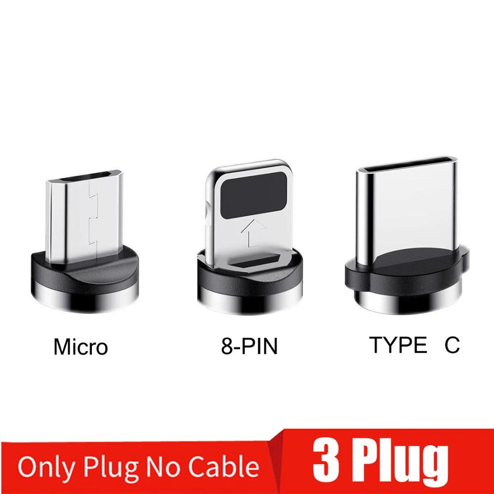 Ronde Magnetische Kabel Plug 8 Pin Type C Micro Usb C Stekkers Snelle Opladen Telefoon Magneet Charger Plug Voor Iphone 1M Lijn Laadstroom: Only 3 Plug