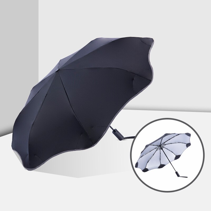 Automatische Paraplu 3 Vouwen Mannelijke Vrouwelijke Parasol Anti-Uv Parasol Regen Vrouwen Winddicht Luxe Zakelijke: Black