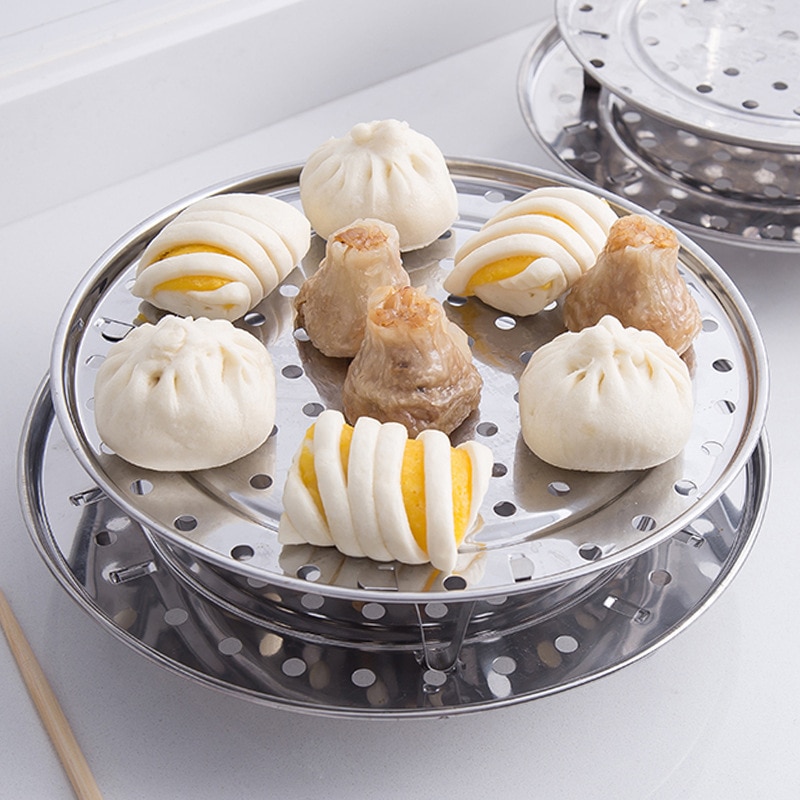 3 Legged Stainless Steel Steamer Shelf Steaming Stand for Food Steaming Baking Roasting Round Rack Dumpling Tray Cooking Tool