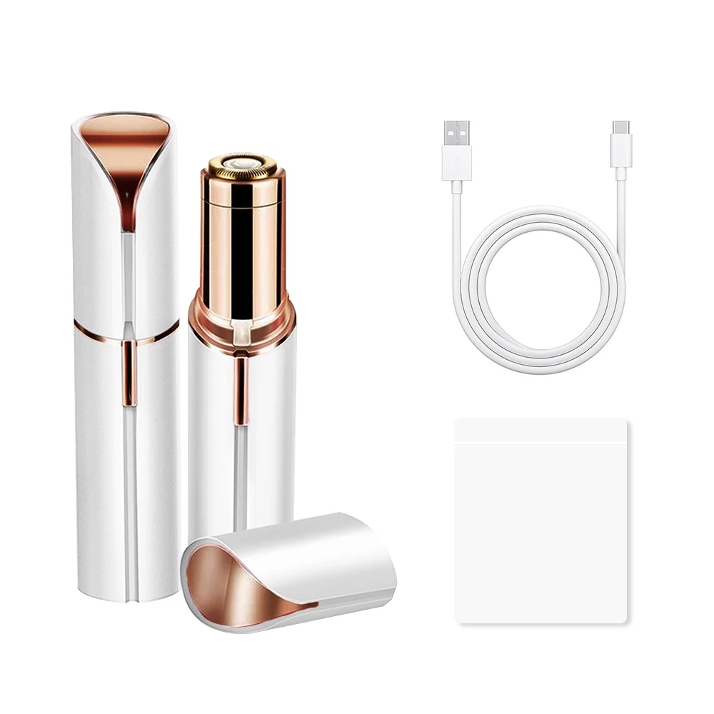 Electric Eyebrow Trimmer Mini Eye Brow Epilator Facial Lipstick Shape Hair Removal Portable Women Painless Razor Shaver Care: Yellow