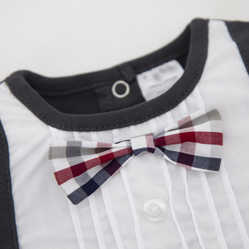 Kavkas Baby Bodysuits Spring Autumn Season Newborn Baby Clothing Gentleman Tie Baby Boy One Piece Jumpsuits Roupa De Clothes