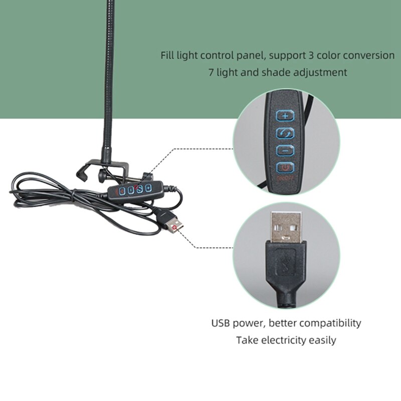 NB-35S Microphone Stand Kit with LED Ring Light Scissor Arm Stands for Computer Laptop PC Karaoke Studio Recording