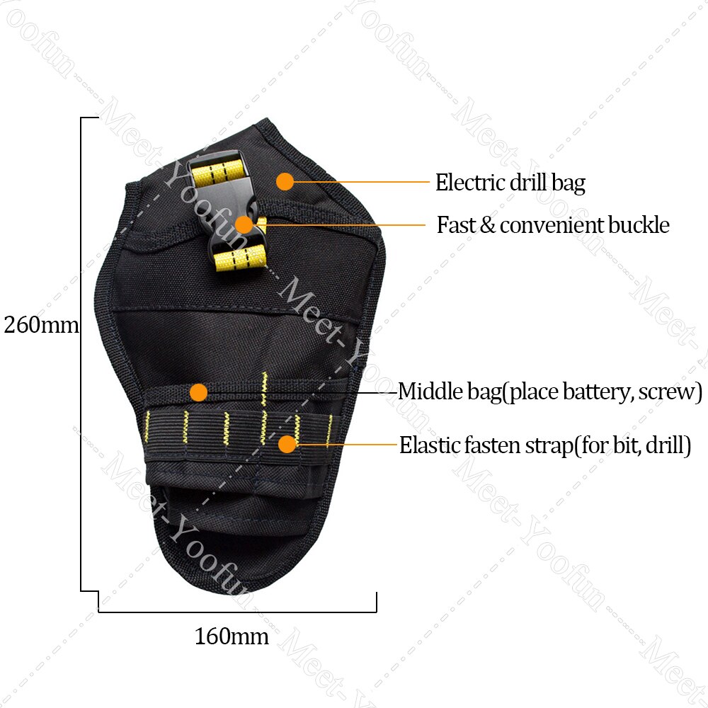 Bolsa de cintura y cinturón de brocas eléctricas, bolsa de almacenamiento de herramientas de electricista, funda de taladro de impacto, organizador de cintura de tela Oxford
