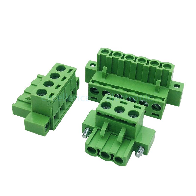 5sets 5.08mm Pluggable PCB Screw Terminal Block Connector 5.08 2/3/4/5/6/7/8P Male/Female Straight Curved Needle Whit Flange