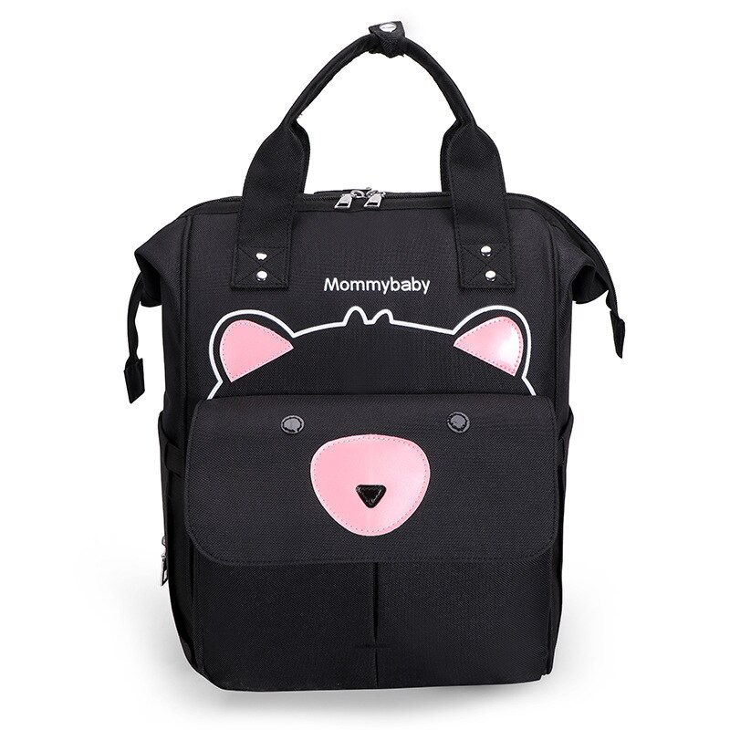 bolsa pañales mochila maternal pañalera LEQUEEN-Bolsa de pañales para bebés, mochila impermeable para mamá, bolsa de maternidad, bolsa de pañales para mantener el calor, cochecito de mamá: Black bear