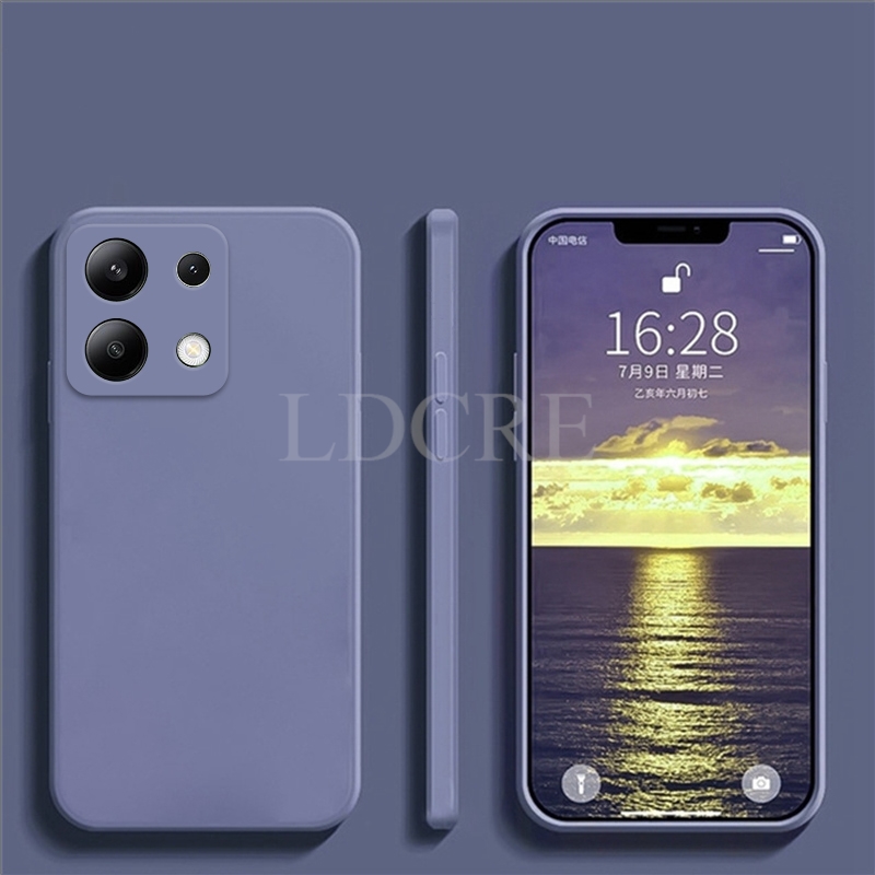 Para Xiaomi Redmi Note 13 funda de silicona líquida Redmi Note 13 Pro Plus funda protectora de TPU para teléfono Redmi Note 13: Mezclilla / Morado
