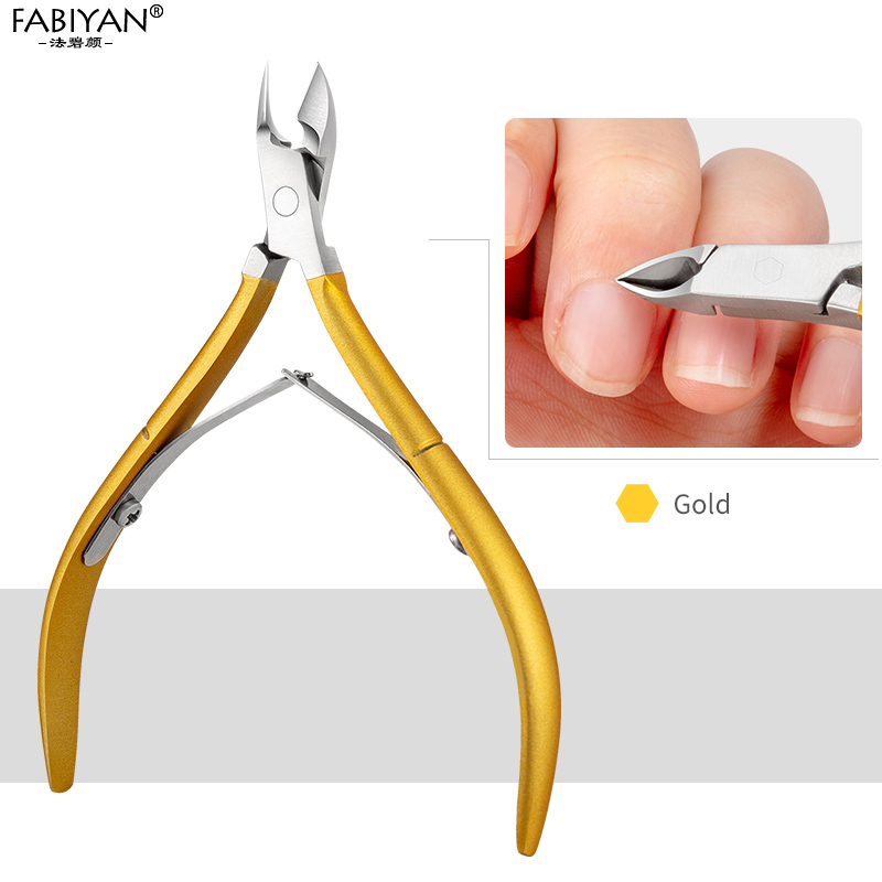 D-501 Edelstahl Nagel Kunst Häutchen Zangen Schere Haarschneidemaschine Cutter tot Haut Entferner Zange Manikübetreffend Werkzeug Fingernagel Trimmen: Gold