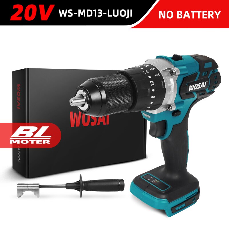 WOSAI 12V 16V 20V bezszczotkowy wiertarka elektryczna 28NM-115NM wkrętarka bezprzewodowa mini śrubokręt elektryczny wiertarka udarowa: WS-MD13-LUOJI