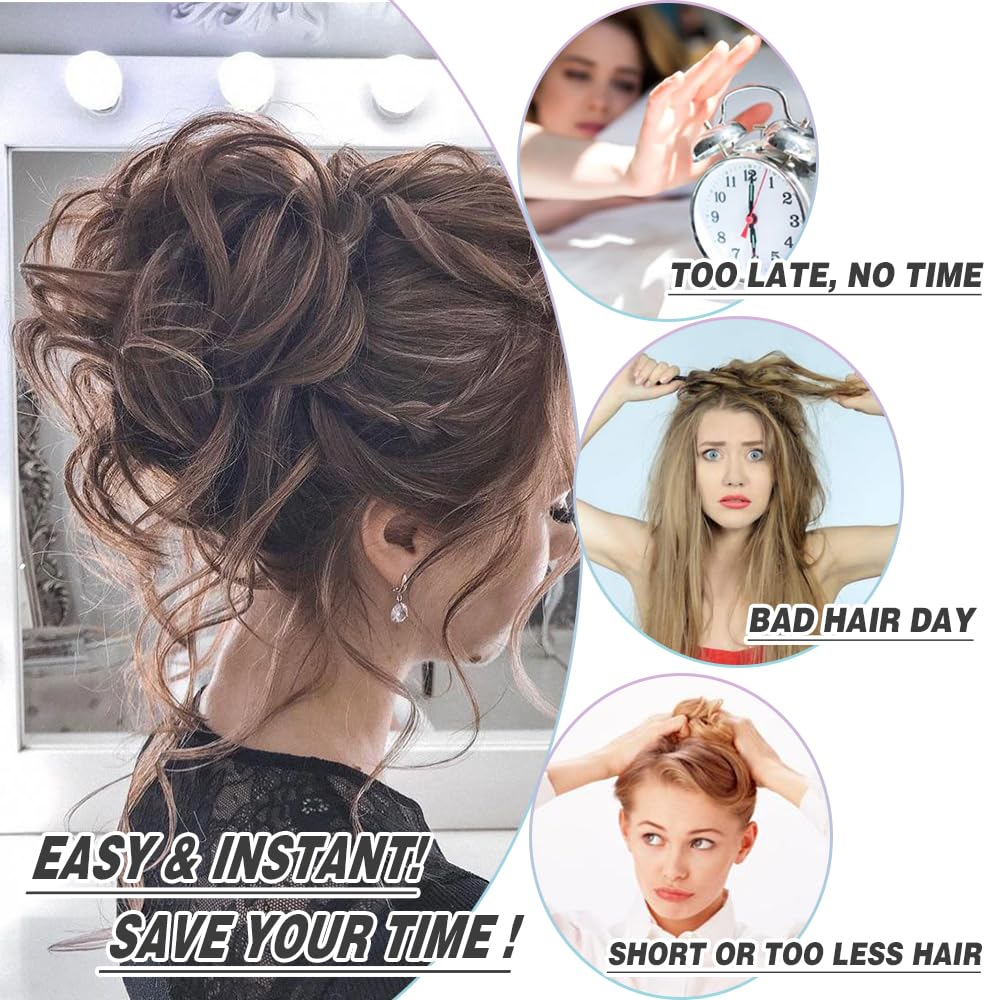 Synthetic Messy Bun Hair Piece Claw Clip Tousled Updo Hair Buns Hairpiece Extensions Curly Faux Bun Hair Pieces for Women