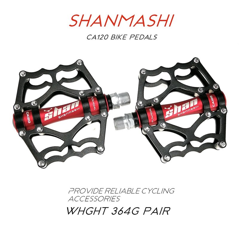 SHANMASHI Ca120 MTB Mountain Bike Pedals Aluminum Alloy CNC Bike Footrest Big Flat Ultralight Cycling BMX Pedal,Green