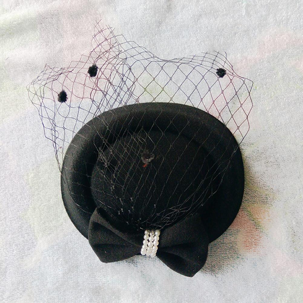 Women Pillbox Hat Trendy Bow Fascinator Hat Headwear With Veils For Wedding Party Church Cocktail Party Hat Hair Accessory
