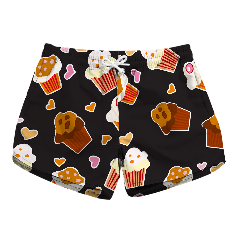 Zomer Vrouwen Strand Shorts Zwart Mini Water Sport Broek Icecream 3D Gedrukt Boord Korte Sneldrogende Pocket Travel Surfen Badpak: M